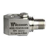 振动传感器 Compact vibration transmitter, 4-20 mA vibration sensor, 105C; 20g full scale, proportional to acceleration, peak; low profile, side exit 2-pin MIL-C-5015 connector, 1/4-28 captive mounting bolt