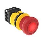 紧急停止开关/急停开关 SSA-EB1 30 mm Mount Emergency Stop Push Button; Red-Solid Illuminated Base; 40 mm Actuator; IP65; Contacts: 2NC/1NO-PNP; 8-pin M12 Integral QD
