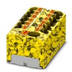 DIN导轨式接线端子 Distribution block nom. voltage: 450 V nominal current: 32 A connection method: Push-in connection Push-in connection number of connections: 13 cross section: 0.2 mm - 6 mm AWG: 24 - 10 width: 46.3 mm height: 21.7 mm color: black/yel