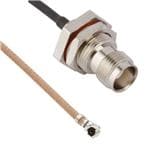 射频电缆组件 AMC Right Angle Plug to TNC Straight Bulkhead Jack RG-178 50 Ohm 100 mm (3.93 Inches)