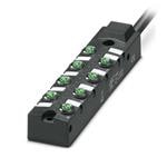 传感器接线盒 Sensor/actuator box   application: Standard   connection method: M8 socket Metal   number of slots: 8   number of positions: 4   coding: A - standard   slot assignment: Double   status display: yes   pnp; master cable connection: Fixed connection 1