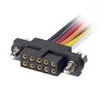 矩形电缆组件 Datamate J-Tek Cable Assembly, Female Single-Ended, with floating hex slotted jackscrews, multi-color 24 AWG cable, 150mm long, 10+10 contacts