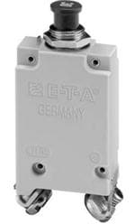 断路器 Single pole high performance thermal circuit breaker with tease-free, trip-free, snap action mechanism and push/pull on/off manual actuation (M-type TO CBE to EN 60934). An indicator band on the push button clearly shows the tripped/off position. Thr