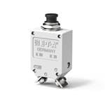断路器 Single pole compact high performance thermal circuit breaker with tease-free, trip-free, snap action mechanism and push/pull on/off manual actuation (M-type TO CBE to EN 60934). An indicator band on the push button clearly shows the tripped/off posit