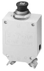 断路器 Single pole compact high performance thermal circuit breaker with tease-free, trip-free, snap action mechanism and push/pull on/off manual actuation (M-type TO CBE to EN 60934). An indicator band on the push button clearly shows the tripped/off posit