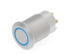 按钮开关 Stainless, Flush Button, Blue LED ring, Solder terminal, LED 12VDC