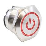 按钮开关 ANTI-VANDAL, 20A, SPST, Off-(On), LED, Red, IP67