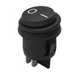 翘板开关 WS-RSTV 10A/250V cut-out oe20.2 mm ON-OFF DPST vertical quick connect curved black silicone actuator black frame