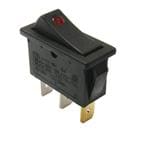 翘板开关 Rocker, SPST, Off-On, Panel Mount, Snap-In, Green, LED, Green