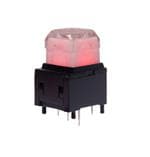 按钮开关 Pushbutton, SPST, Off-On, Through Hole , LED, Red/Red