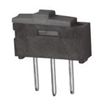 滑动开关 SPDT, ON-ON Slide, Red Actuator, 500mA @ 12V DC Right Angle PC Terminals, Bulk Packaging