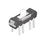 滑动开关 slide , 1 pole 3 cont., top set., J-lead, silver contact, 2mm knob