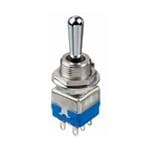 拨动开关 Toggle switch, 11.9mm threaded bushing, Solder lug, 2 pole, ON-ON, Black finish, 1 lock position
