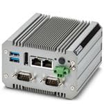 工业箱式电脑 IP30-rated fanless industrial box PC (BPC) with energy-efficient Intel<sup> Celeron<sup> N3350 processor with 32 GB eMMC mass storage 64 GB M.2 SSD 2x COM ports Windows 10 Enterprise 2019 LTSC operating system and a Trusted Platform